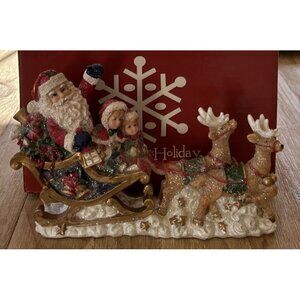 Holiday By Kirklands Santa with Sleigh and Reindeers Tabletop Decor Resin 049282